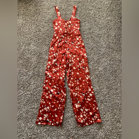 NWOT ADELYN RAE BOW FRONT ABSTRACT JUMPSUIT - Picture 6 of 9